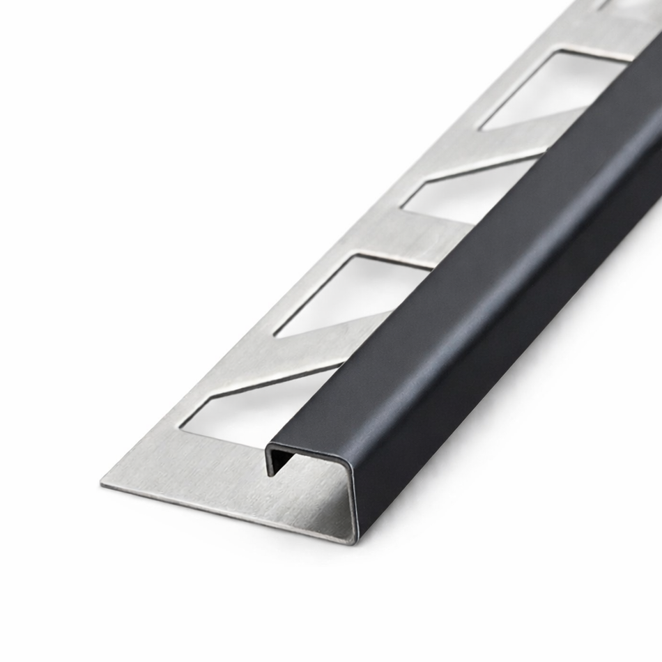 Quadroprofil 10 mm gebürstet Edelstahl Schwarz/Matt á 2,5 m